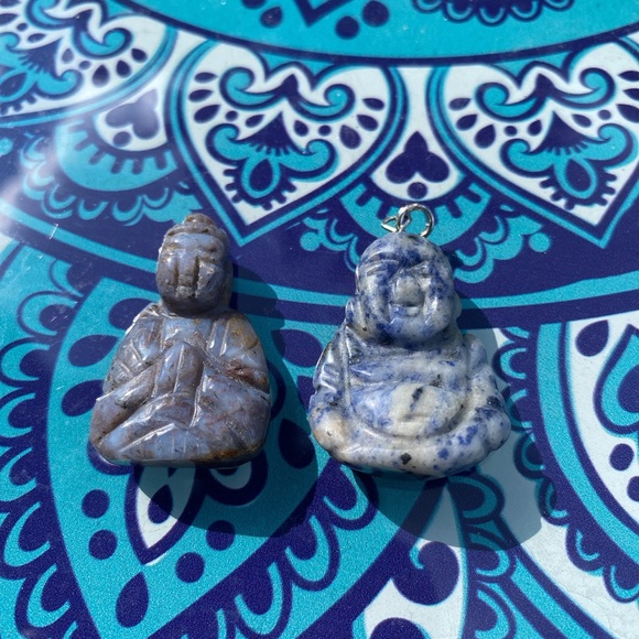 Auralite Goddess and Lapis Lazuli Buddha Charms - Picture 1 of 1